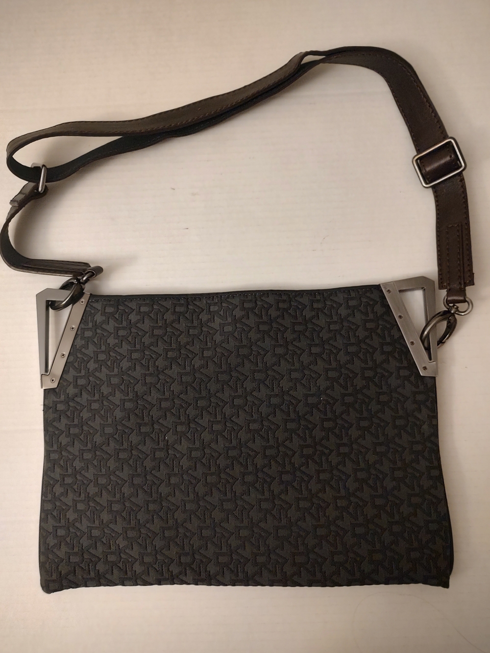 DKNY Black and Grey Logo Crossbody Bag